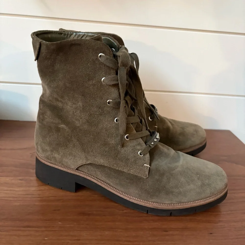 DR. SCHOLL's Women’s Guild Combat Boots Olive Green Suede 9M NWOT Whimsy Goth - Picture 2 of 10